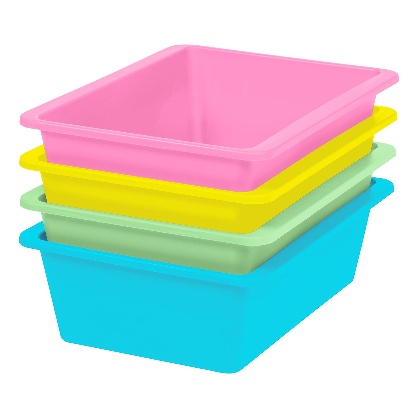 IRIS USA 4-Pack, Large Plastic Storage Bins, Stackable Organizer, Pastel