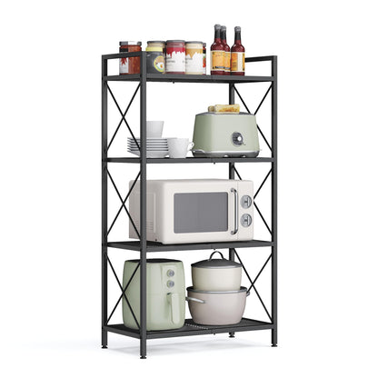 SONGMICS 4-Tier Metal Storage Rack, Shelving Unit with X Side Frames