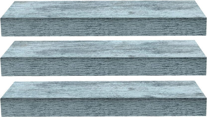 Sorbus Floating Shelves - 3 Pack 16 Inch Rustic Blue Wall Shelves for Bedroom, Kitchen, Living Room, Bathroom Shelves, Home Decor, Office - Floating Shelf for Trophies, Books, Frames, Toilet Paper