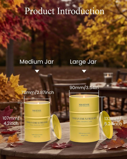 M&SENSE Osmanthus Freesia Scented Candles Large, Natural Soy Candles 21.2oz 120 Hour Slow Burning,Aromatherapy Candle for Stress Relief Meditation Relaxing