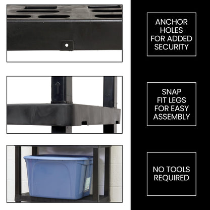 Oskar Heavy Duty Plastic Storage Shelves- for Garage, Kitchen, Bathroom Basement Kids Room