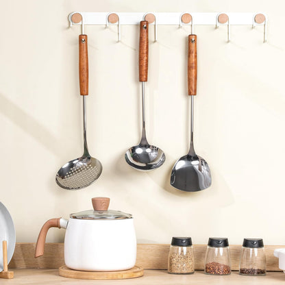 FJNATINH Wok Spatula - Ladle - Skimmer - Stainless Steel Wok Tools,Wok Utensil,Mirror Polished Stainless Steel Cooking Utensils 14.6-15.2" Kitchen Utensils Cookware, Pack of 3