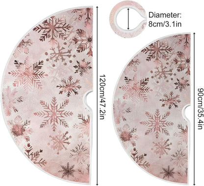 Christmas Tree Skirt, 48 Inch Seamless Pattern Rose Gold Snowflakes Xmas Tree Skirt for Christmas New Year Party Decorations Christmas Tree Mat