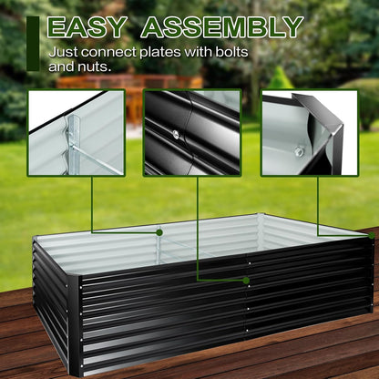 EDOSTORY Metal Raised Bed Garden Bed Kit, 8x4x2ft Tall Galvanized Planter Raised Garden Boxes Outdoor, Large Metal Raised Garden Beds for Flowers, Vegetables, Herbs