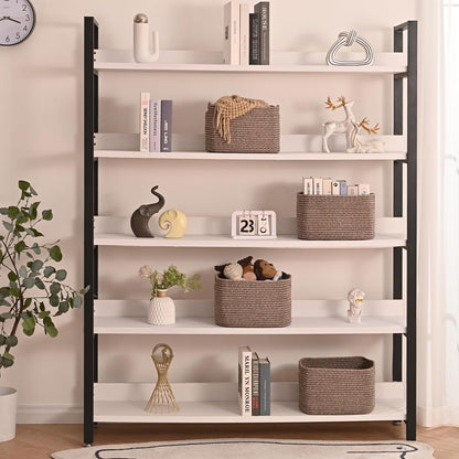 Storage Baskets for Shelves Organizing, Woven Cotton Rope Baskets for Storage, Book Basket, Decorative Shelf Basket, 12.5"Lx9.1''Wx7.9''H (4 Packs) Dark Brown