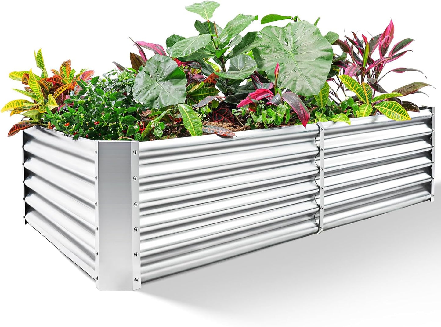 Land Guard Metal Raised Garden Bed for Gardening, 6x3x1.5ft Galvanized Raised Garden Bed, Planter Boxes Outdoor for Vegetables, Fruits and Flowers (Silver)