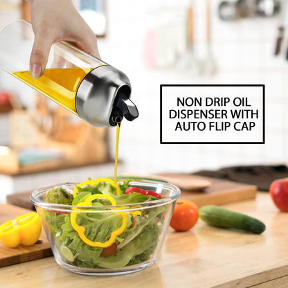 Aelga Olive Oil Dispenser Bottle - Glass Oil Dispenser - Dispenser Bottle for Kitchen with Stainless Steel Spout