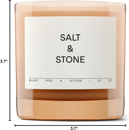 SALT & STONE Scented Candle for Women & Men | Hand-Poured, Aromatic & Fragrant | Coconut & Soy Blend Wax | 100% Cotton Wick | Long-Lasting 50 Hour Burn Time (8.5 oz) (Black Rose & Vetiver)