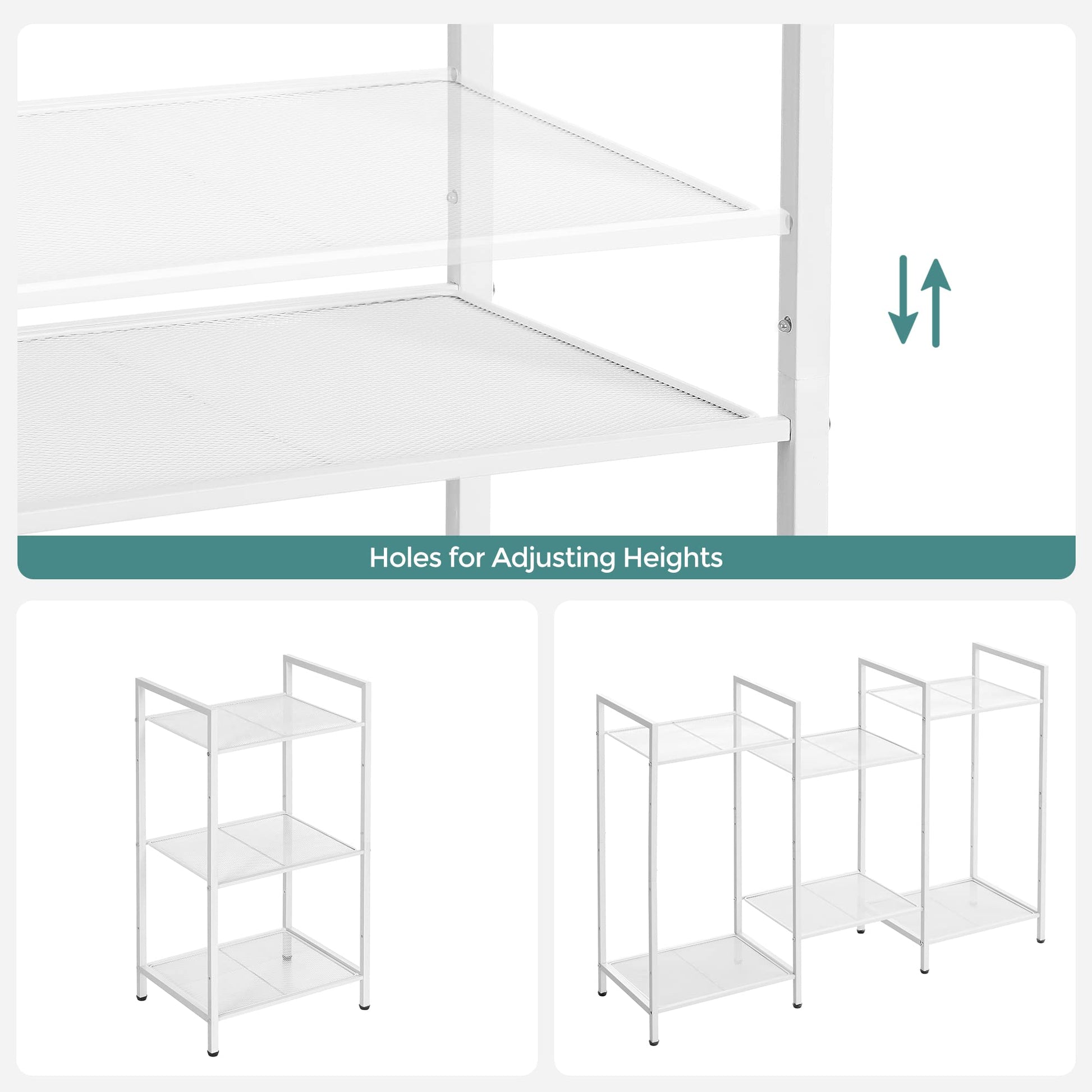 SONGMICS 3-Tier Storage Rack, Bathroom Shelf, Extendable Plant Stand with Adjustable Shelf, for
