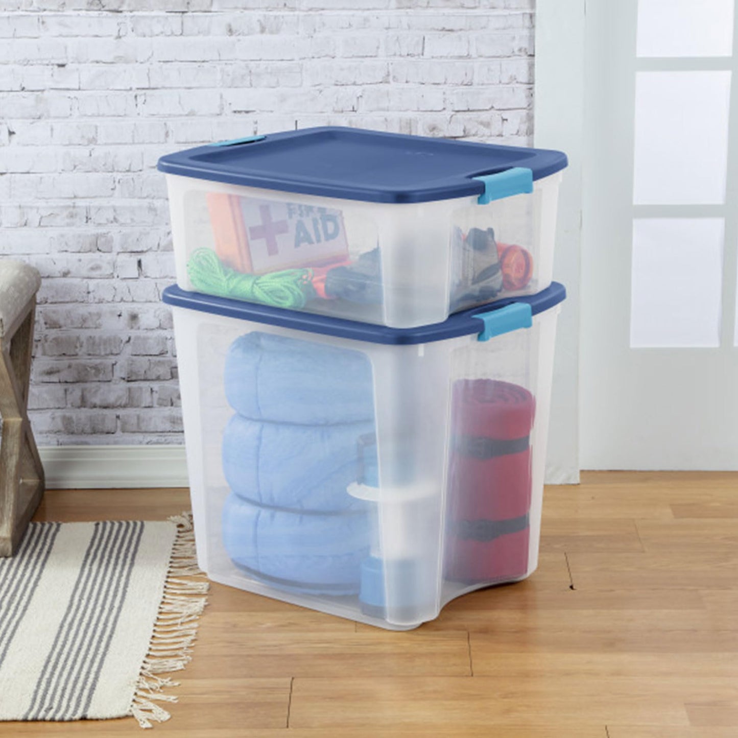 Sterilite 12 Gal Latch and Carry, Stackable Storage Bin with Latching Lid, Plastic Container to