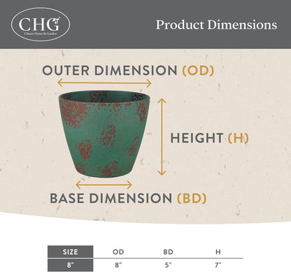 Classic Home and Garden Vogue Planter Pots w/Pottery Quality Finish - Modern Indoor & Outdoor Flower Pots - UV-Resistant Porch Planters - Decorative Pot for Flowers & Herbs (8” Lava Red)