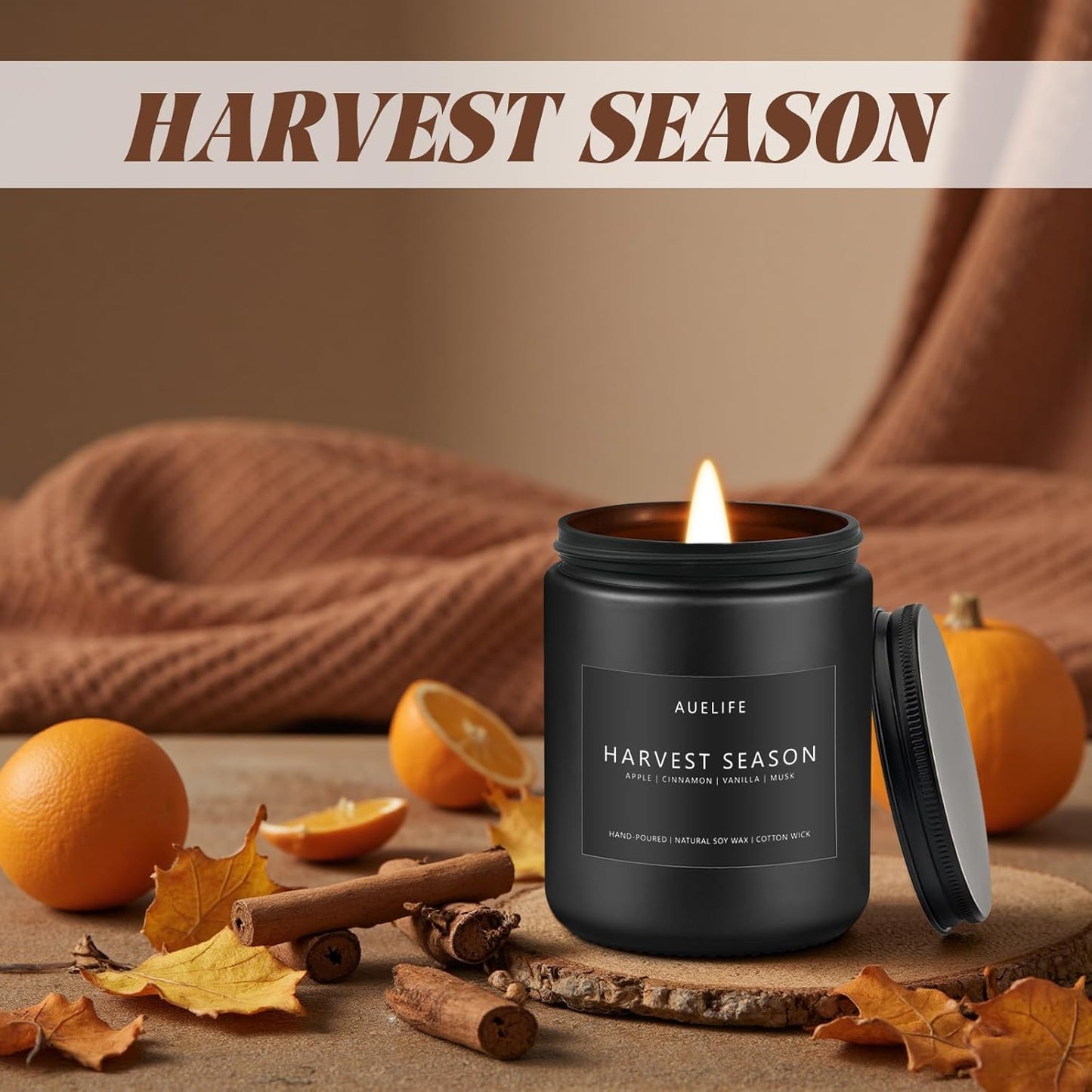 Fall Candle - Harvest Season Scented Candles, Fall Soy Candle for Home Decor, 7 oz Natural Soy Wax ??Long-Lasting Autumn Candles, Aromatherapy Gift for Women & Thanksgiving, 7oz