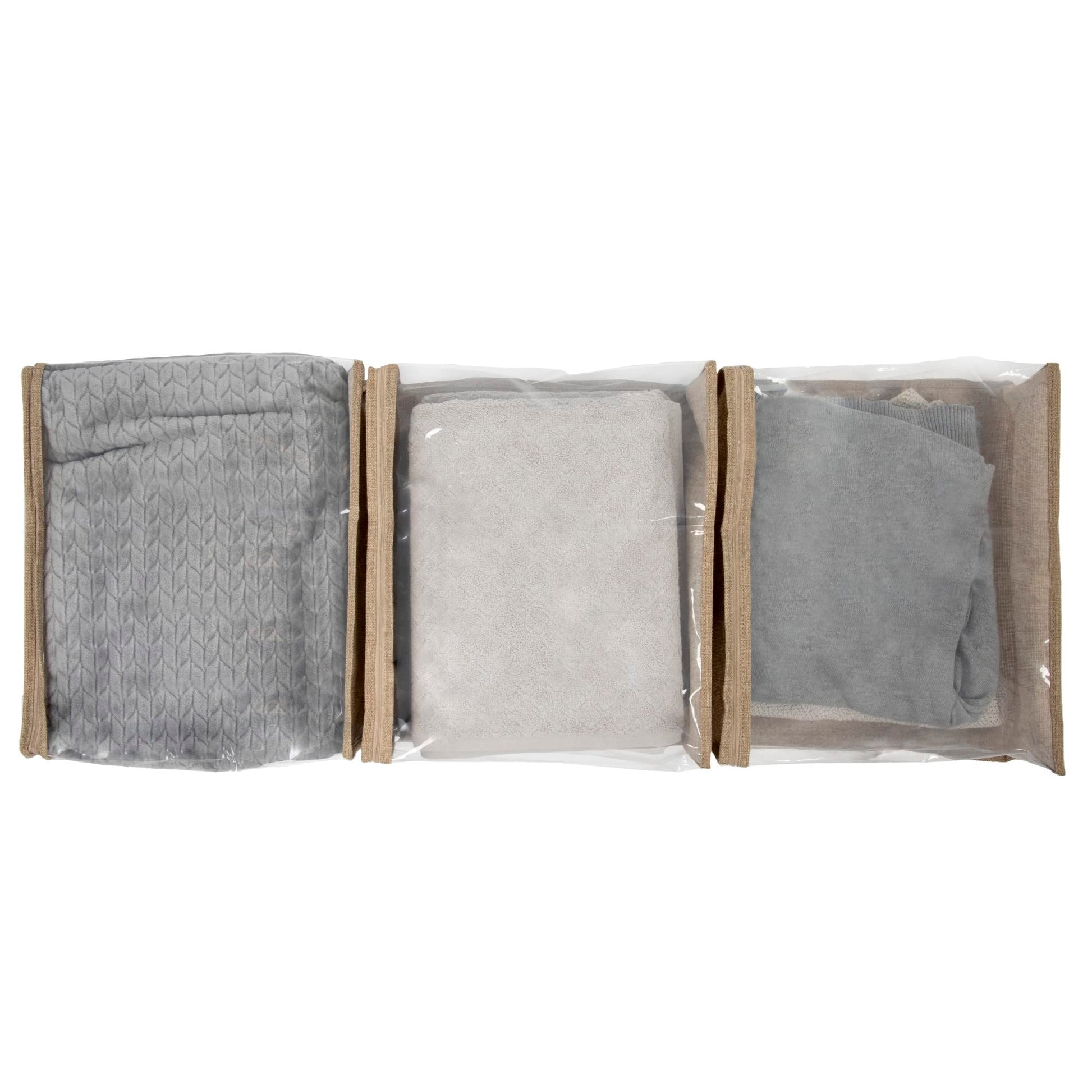Household Essentials Under Bed Zippered Sweater Storage Bags with Clear Vision Panel, Set of 3