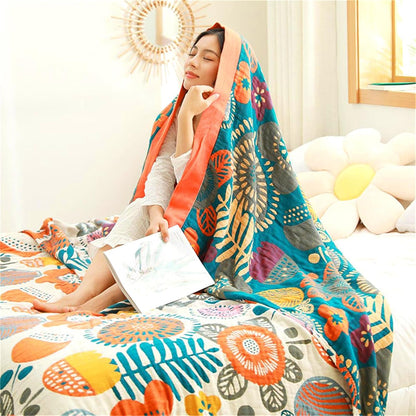 Throw Blanket Queen Size Summer Blanket for Couch Bed 80''x90'',100% Cotton Woven Muslin Blankets Travel Soft Warm Mexican Blanket Boho Quilt Home Decor for Women