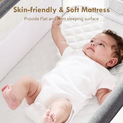 Bassinet Bedside Sleeper - All-Mesh Design, Portable Bedside Bassinet for Baby with Washable Mattress, 5 Adjustable Heights (Grey)