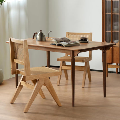 Cane Kitchen Chairs Set of 6, Armless Dining Room Chairs Solid Wood