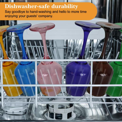 Colored Wine Glasses Set of 6-14oz Colorful Long Stem Wine Glass, Multi Color Pretty Crystal Glassware, Hand Blown Goblets Drinkware, Unique Stemware Wine Glass Holiday Gift Set