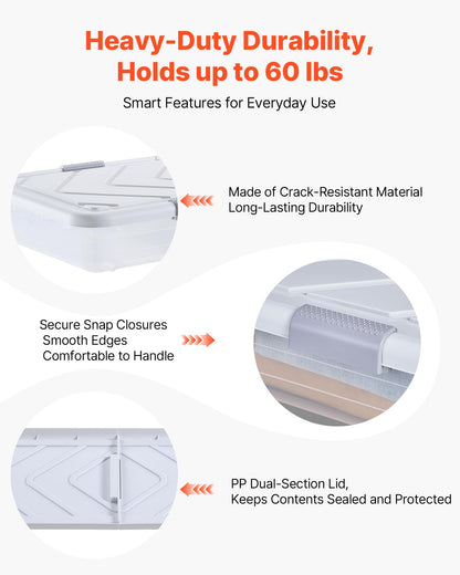 VEVOR Under Bed Storage with Wheels, 39.8 x 20.1 x 5.9 inch Underbed Containers, Underbed Shoes