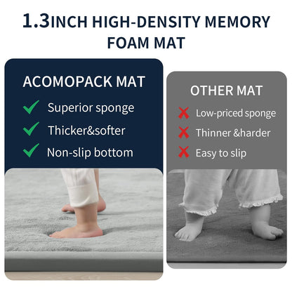 ACOMOPACK Baby Play Mat for Floor 1.3" Thick Memory Foam 50x50 Soft Velvet Playpen Mat for Kids,Infants,Toddlers,Tummy Time Crawling Mats with Non-Slip Bottom,Yoga,Tatami,Nursery Rug（Light Grey）