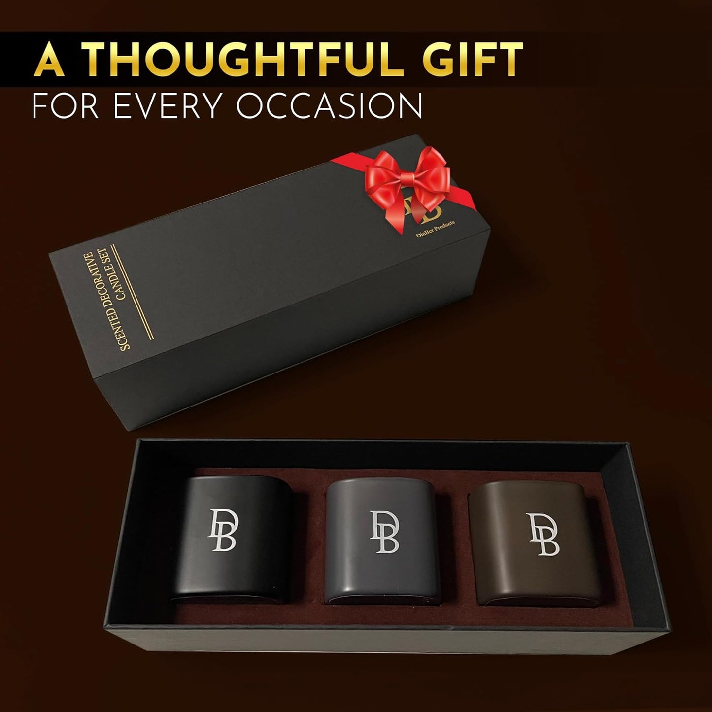 Candle Gift Set ??3 Scented Soy Candles, Clean Burn 50+ Hrs ??Flower-Inspired Scents: Amber, Red Tea Wood, Champagne ??Bulk Set for Women Giftset, 9.8oz Each, Gift Idea for Women, Home Decor, Birthday