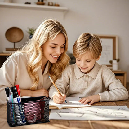 Wire Mesh Storage Baskets Organizer Set of 2 Black Magnetic Basket with 5 Strong Magnets Magnetic Organizer Holder for Refrigerator Locker Whiteboard Office, 6.29'' × 2.28'' × 3.54''