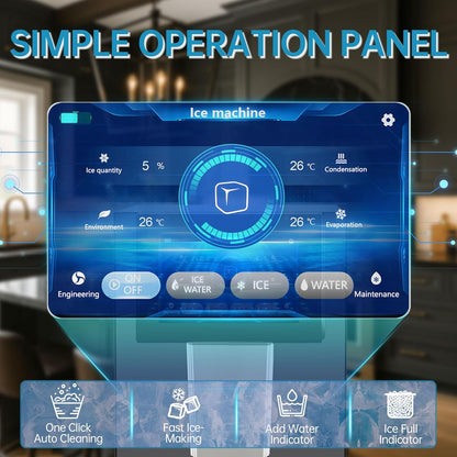 Commercial Nugget Ice Maker Machine, 100Lbs/24H Pellet Chewable Ice, 3-IN-1 Nugget Ice Maker with Ice & Water Dispenser, Self-Cleaning Countertop Stainless Steel Ice Machine for Business, Office,Party