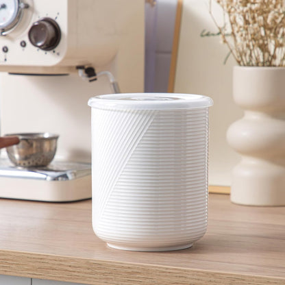 Food Storage Containers with Airtight Lids: Ceramic Canister Sets for Kitchen Countertop - Porcelain Jar for Coffee Tea Flour Sugar Rice Cookies Candy - White (42 oz)