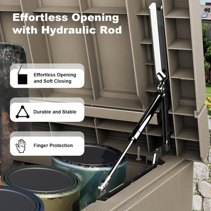 230 Gallon Outdoor Deck Box,Storage Lockable Waterproof Patio Furniture,Garden Tools,Cushions,Pool Accessories Outside Storage Resin Box(Grey)