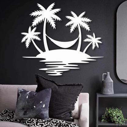Palm Tree Metal Wall Decor,Palm Tree Outdoor Wall Art,Tropical Palm Tree Wall Decorations for Living Room,Outdoor Wall Decorations for House(24"×21",White)