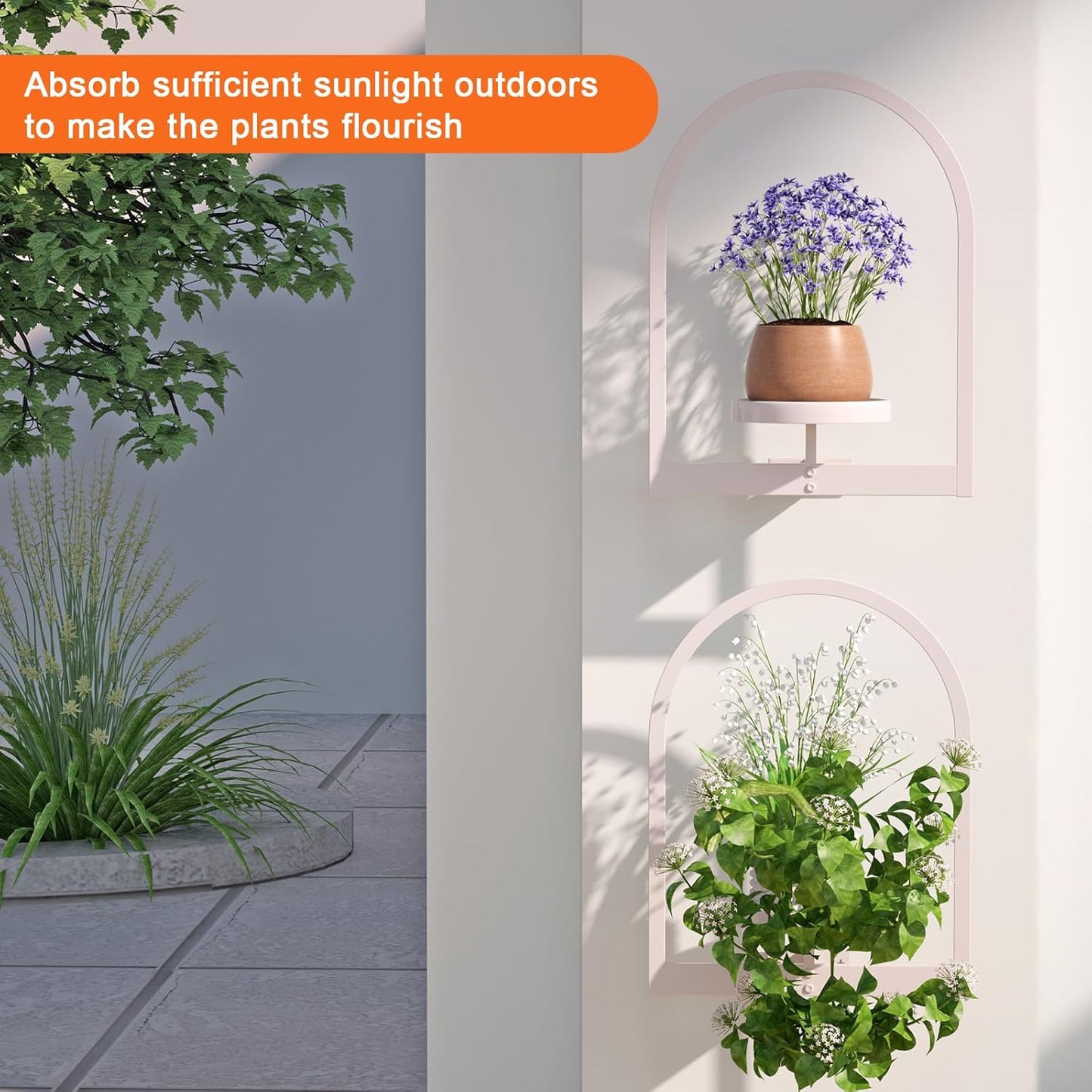 Wall Plant Holder, Wall Planter for Indoor Plants, Window Plant Shelves for Multiple Plants Indoor Outdoor, Framed Plant Holder for Home Decor (2 Pack)