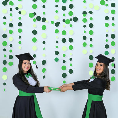 Green Party Decorations Ombre Green Circle Dots Garland Hanging Paper Polka Dot Streamer for Birthday Baby Shower Wedding Bridal Shower Summer Spring Easter St Patrick’s Day Golf Tea Party Supplies