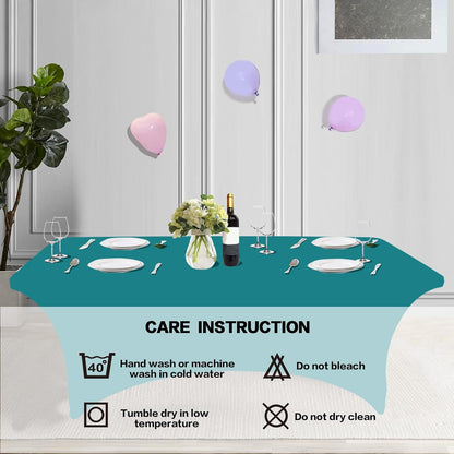 IVAPUPU 2 Pack 4FT Table Cloth for Rectangular Fitted Events Stretch Lake Blue Table Covers Washable Cover Spandex Tablecloth Protector for Party, Wedding, Cocktail, Banquet, Festival