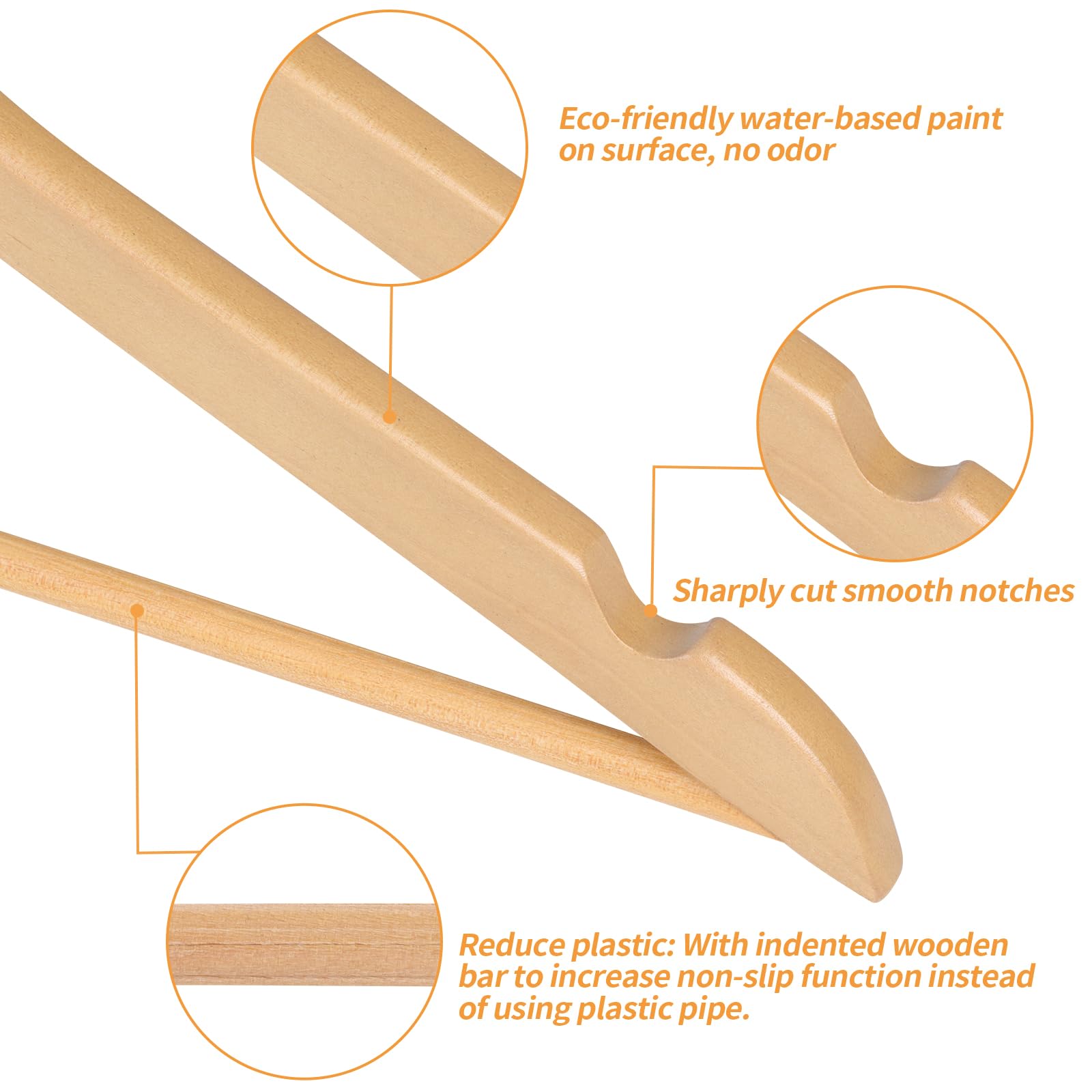 Amazon Basics Wood Suit Clothes Hangers for Closet Organizer, Natural, 30-Pack