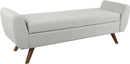 HomePop Modern Storage Bench with Wood Legs Home Décor|Bench with Storage for Living Room & Bedroom - Light Gray Woven