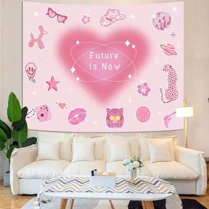 Lunerfex Y2K Tapestry Pink Wall Tapestry, Cute Tapestries for Bedroom Funny Tapestries Wall Hanging for Bedroom Living Room Decor Pink-4 44"x60"