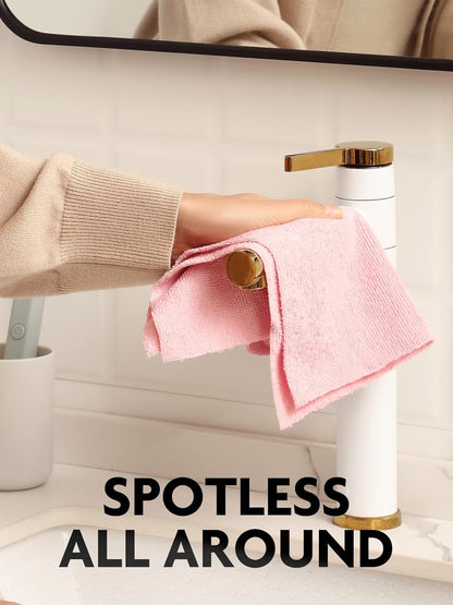 Fantasticlean Microfiber Cleaning Cloth Roll -40 Pack, Tear Away Microfiber Towels, 12" x 12", Reusable, Washable, Scratch Free, Ultra Absorbent Dish Rags for Car, Home, Garage or Shop (Pink)