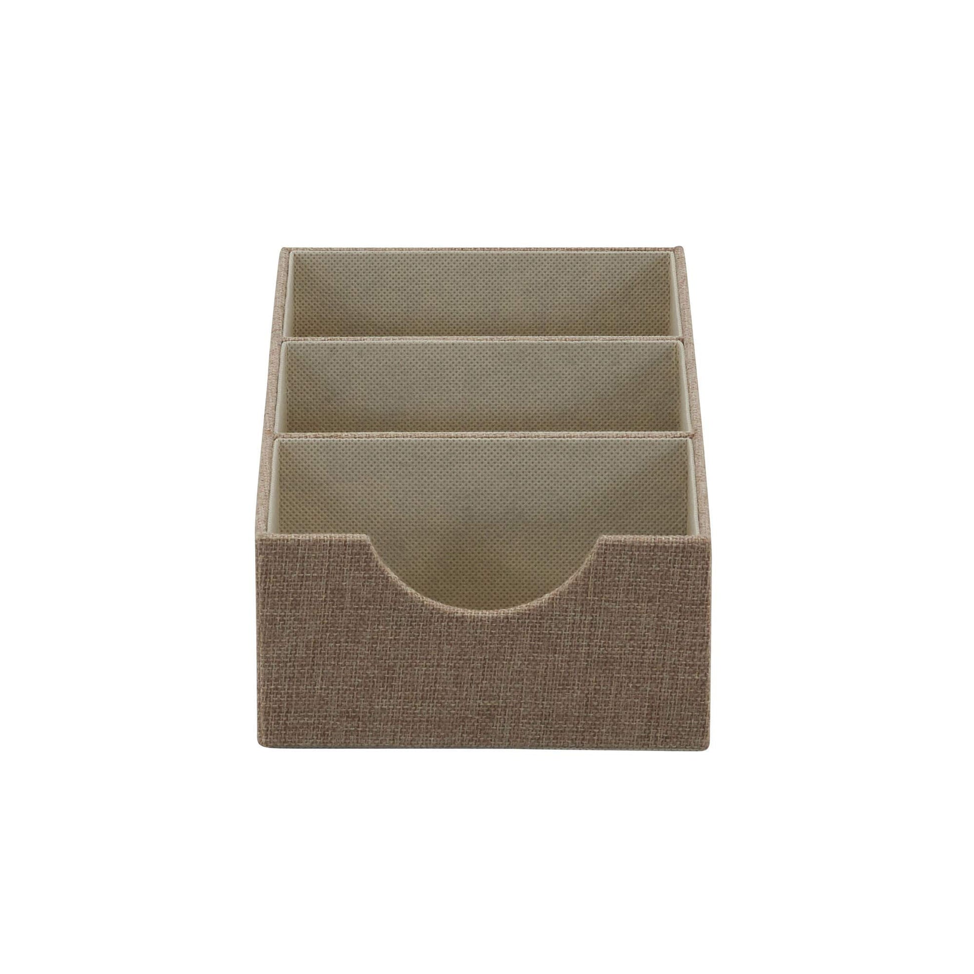 Household Essentials Brown 722-1 Deep 3 Section Drawer Organizer Box for Storage | 12 in x 6.13 in