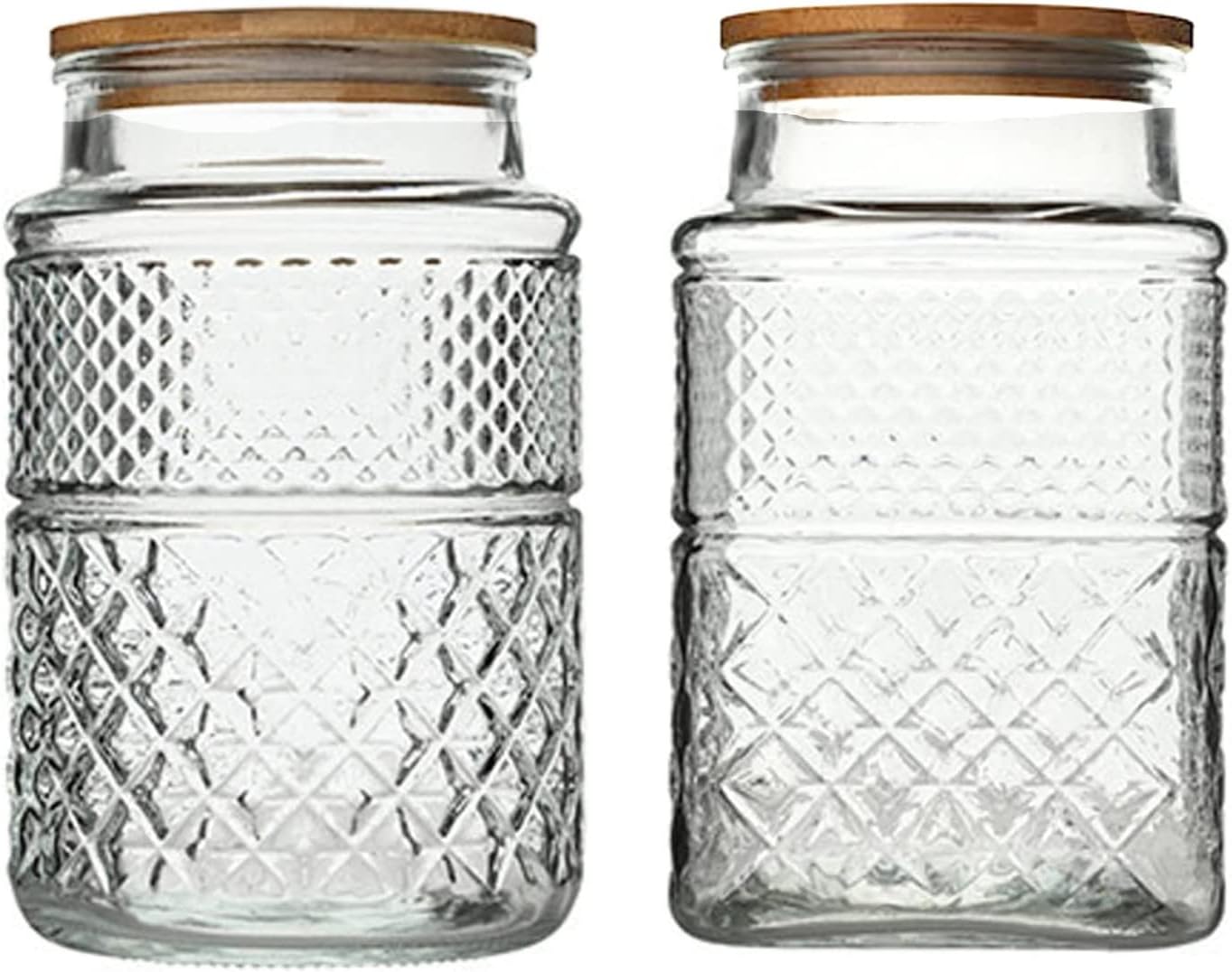 Large Glass Storage Jar, 2 Pack 60 FL OZ Glass Food Storage Containers with Bamboo Lid, Kitchen Containers Cereal Canisters Decorative Jar for Candy Snack Cookies Coffee Tea Nuts Airtight Glass Jars
