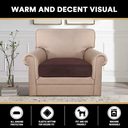 PrinceDeco Couch Cushion Cover Cushion Slipcover for Chair Sofa Cushion Furniture Protector Seat Cushion Sofa Cover for Dog Pet Kid with Elastic Straps Width Up to 29.5", Brown