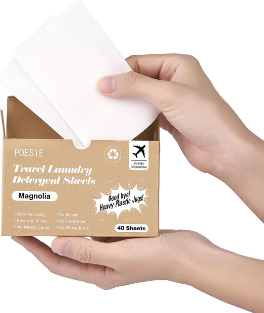 Poesie Magnolia Travel Laundry Detergent Strips 40 Sheets Liquidless Laundry Foam Sheet for Travel
