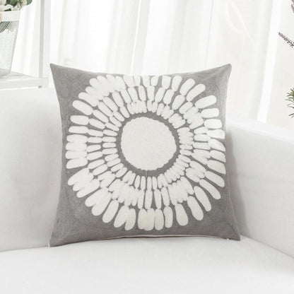 HWY 50 Grey Gray Decorative Throw Pillow Covers 18x18 Inch (1 Piece), Modern Embroidered Cotton Farmhouse Cushion Cover Pillow Case for Couch Living Room Bed Sofa, Sunflower
