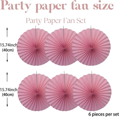 Pink Party Decorations,Pink Paper Decorations for Party,Baby Shower Decorations Party Paper Fans Bulk 16in,Schoolgirl Style Classroom Decor for Party 30 Color DIY Set （Pink）