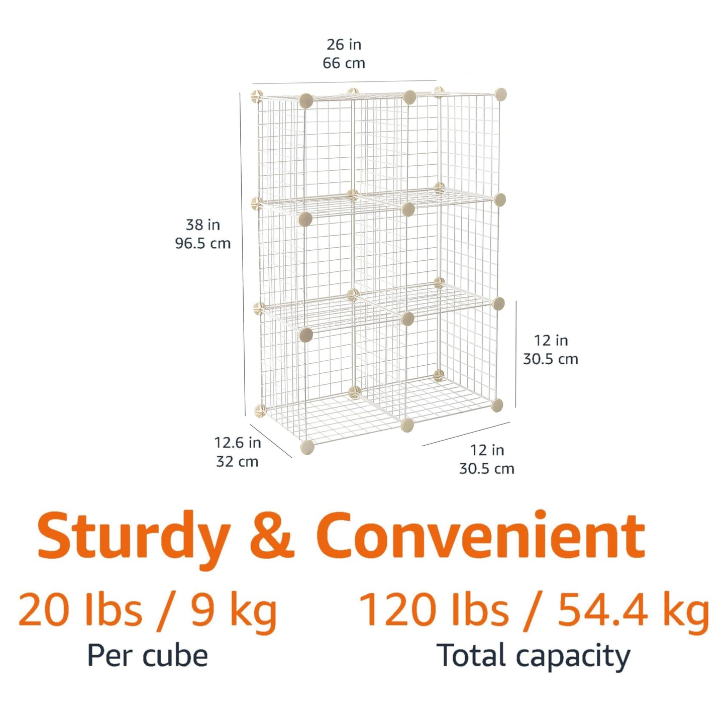 Amazon Basics Cube Wire Grid, 6-Cube, 12 x 12-Inches, White