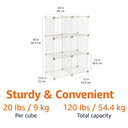 Amazon Basics Cube Wire Grid, 6-Cube, 12 x 12-Inches, White