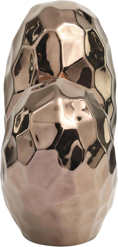 Deco 79 Ceramic Heart Decorative Sculpture Dimensional Angled Origami Inspired Home Decor Statue with Faceted Exterior, Accent Figurine 12" x 6" x 11", Rose Gold