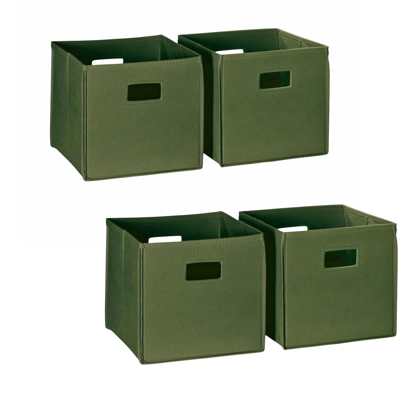 RiverRidge Folding Storage Bins - 4-pack of 10in Tall Olive Cubes