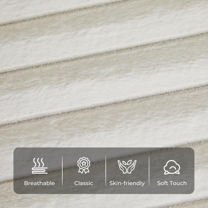 Furniliving Modern Round Ottoman, Large Size Bedroom Ottoman Footstool Round Ottomans Stool for Living Room, Bedroom, Makeup Room, Beige, Faux Fur