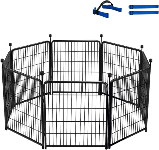 Tall Garden Fence Without Gate, 54 in(H) Dog Fences for The Yard, 8 Panels Total 17.7 Ft(L) Outdoor