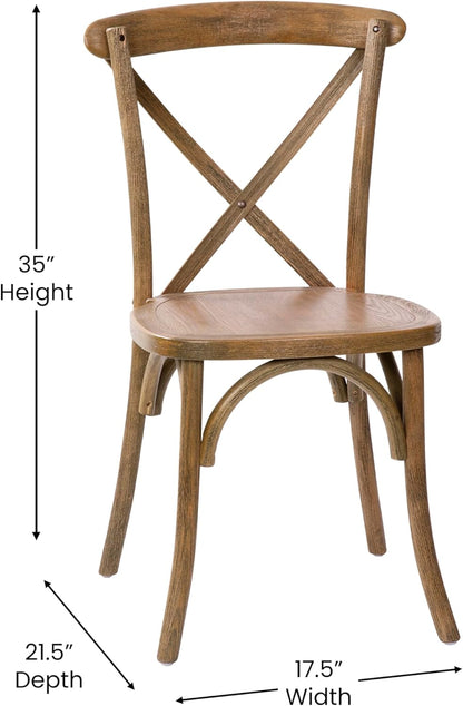 EMMA + OLIVER 2-Pack Hand Scraped Dark Natural X-Back Chair