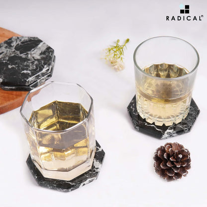Radicaln Marble Coasters Star 3.5" Inches Black Handmade Stone Drink Coasters Set of 6 for Coffee Table and Dining Table Decor, Coaster for Drink